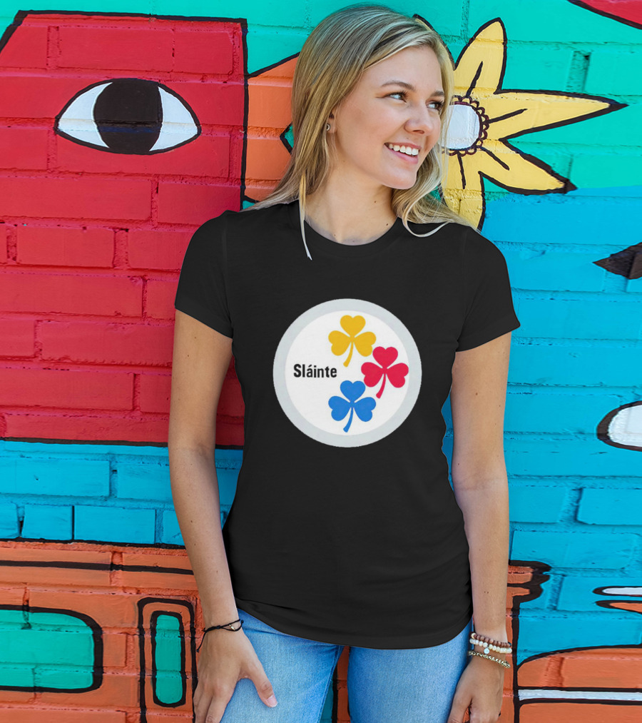 Sláinte Steelers Irish Shamrock Symbols T-Shirt