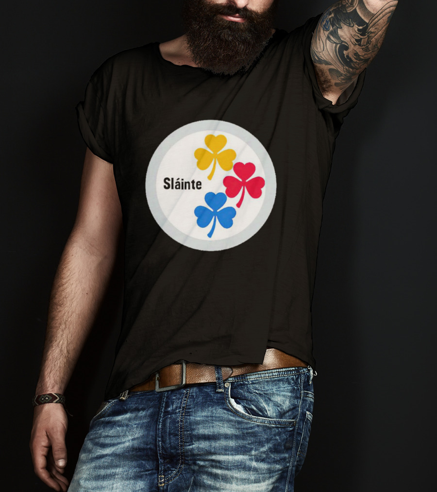 Sláinte Steelers Irish Shamrock Symbols T-Shirt