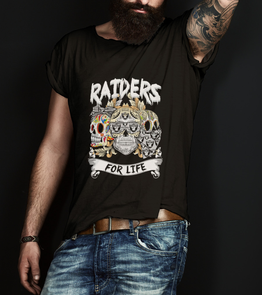 Raiders Sugar Skull For Life T-Shirt