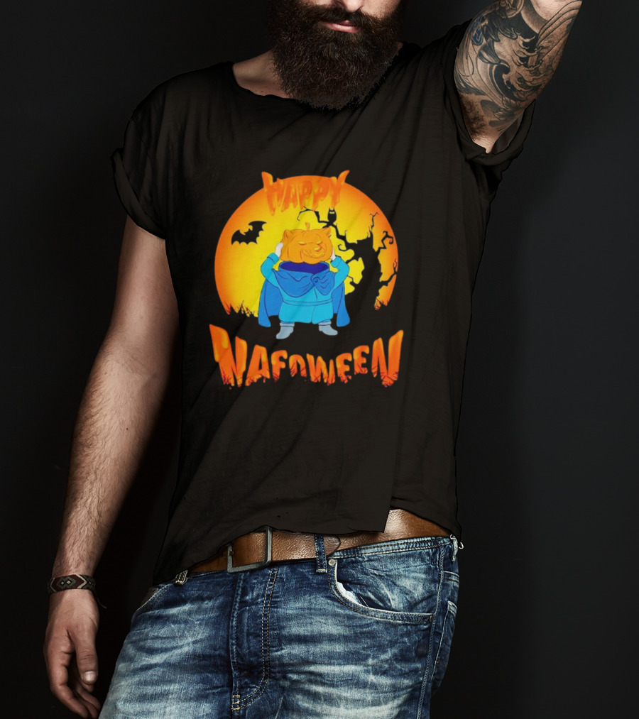 Happy NAFOween Pumpkin Rider With Spooky Moon And Bat T-Shirt