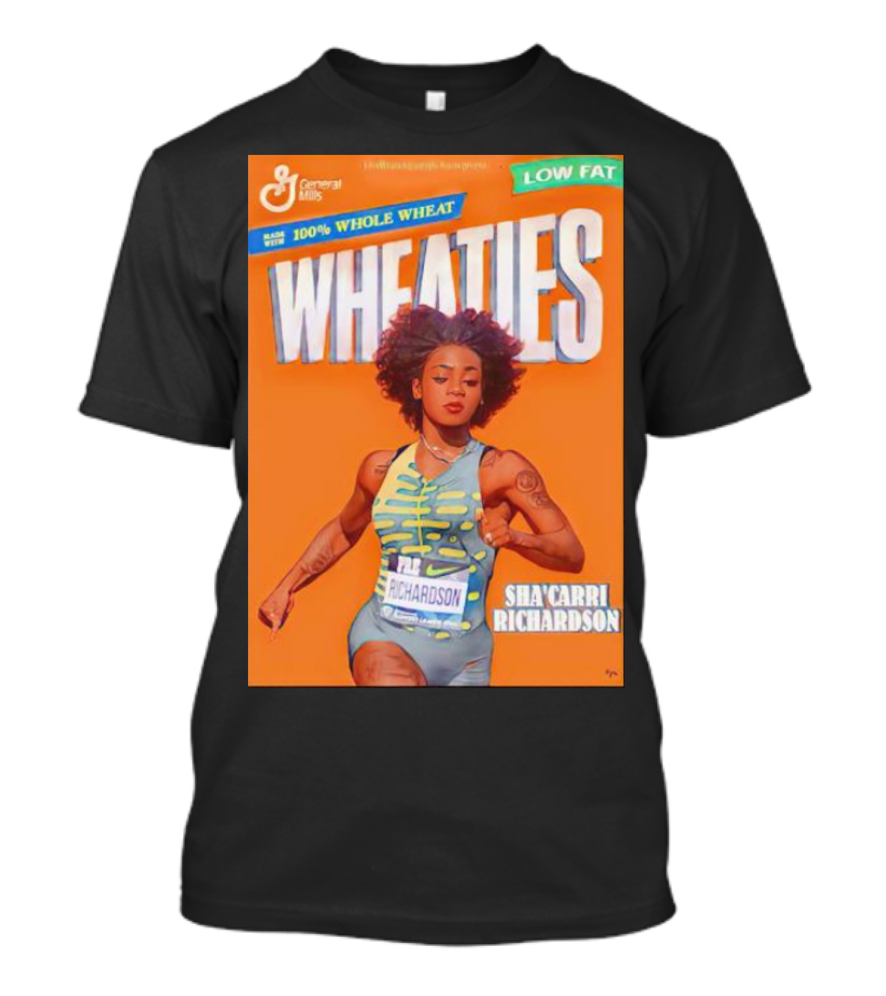 Sha’carri Richardson On Wheaties Box General Mills 100% Whole Wheat Low Fat T-Shirt