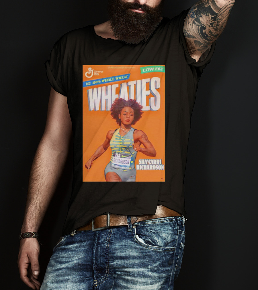Sha’carri Richardson On Wheaties Box General Mills 100% Whole Wheat Low Fat T-Shirt