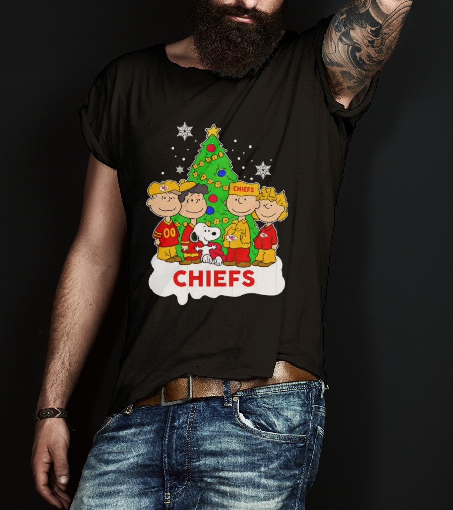Peanuts Characters Chiefs Christmas Tree T-Shirt