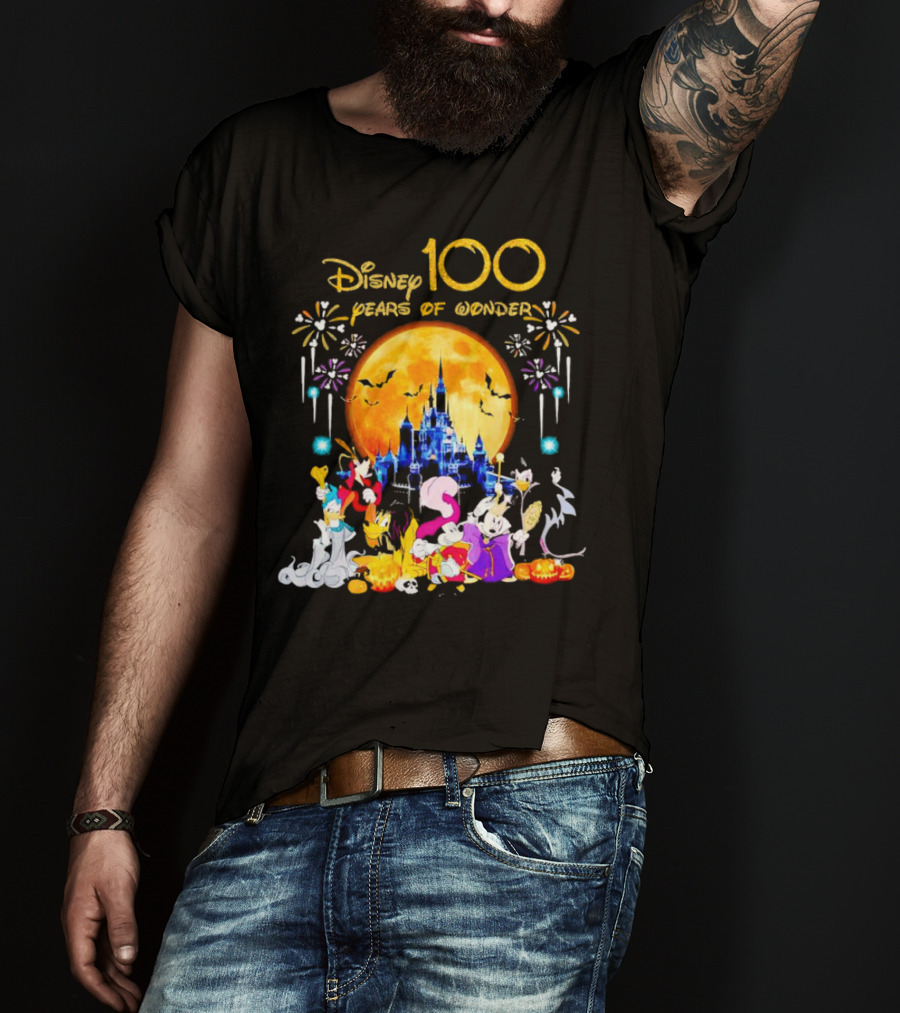 Disney 100 Years Of Wonder Halloween Castle And Characters T-Shirt