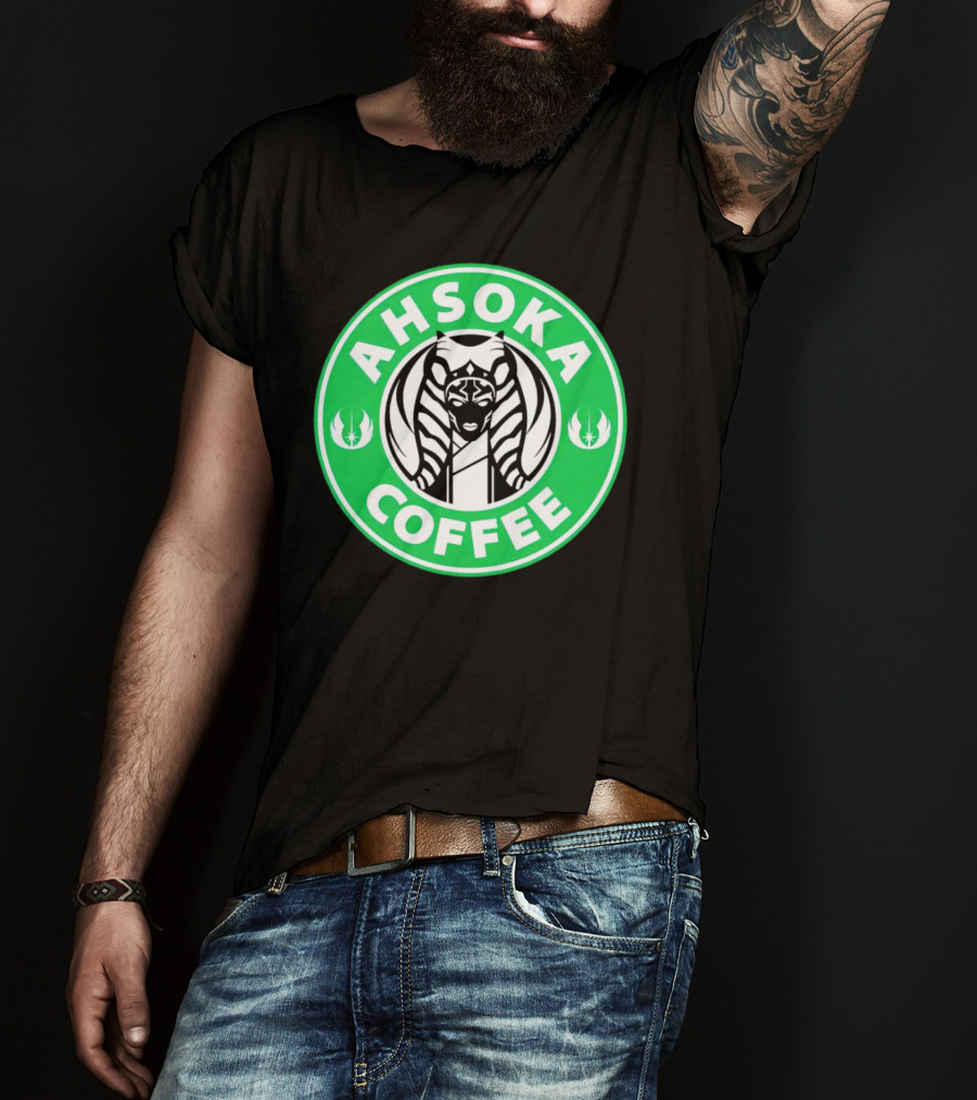 Ahsoka Coffee Star Wars Parody Logo Jedi Symbols T-Shirt