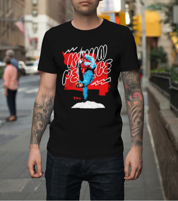 Shirt: Kevin Pearce Snowboarding Handstand Pose Red and White T-Shirt Kevin Pearce Snowboarding Handstand Pose Red and White T-Shirt