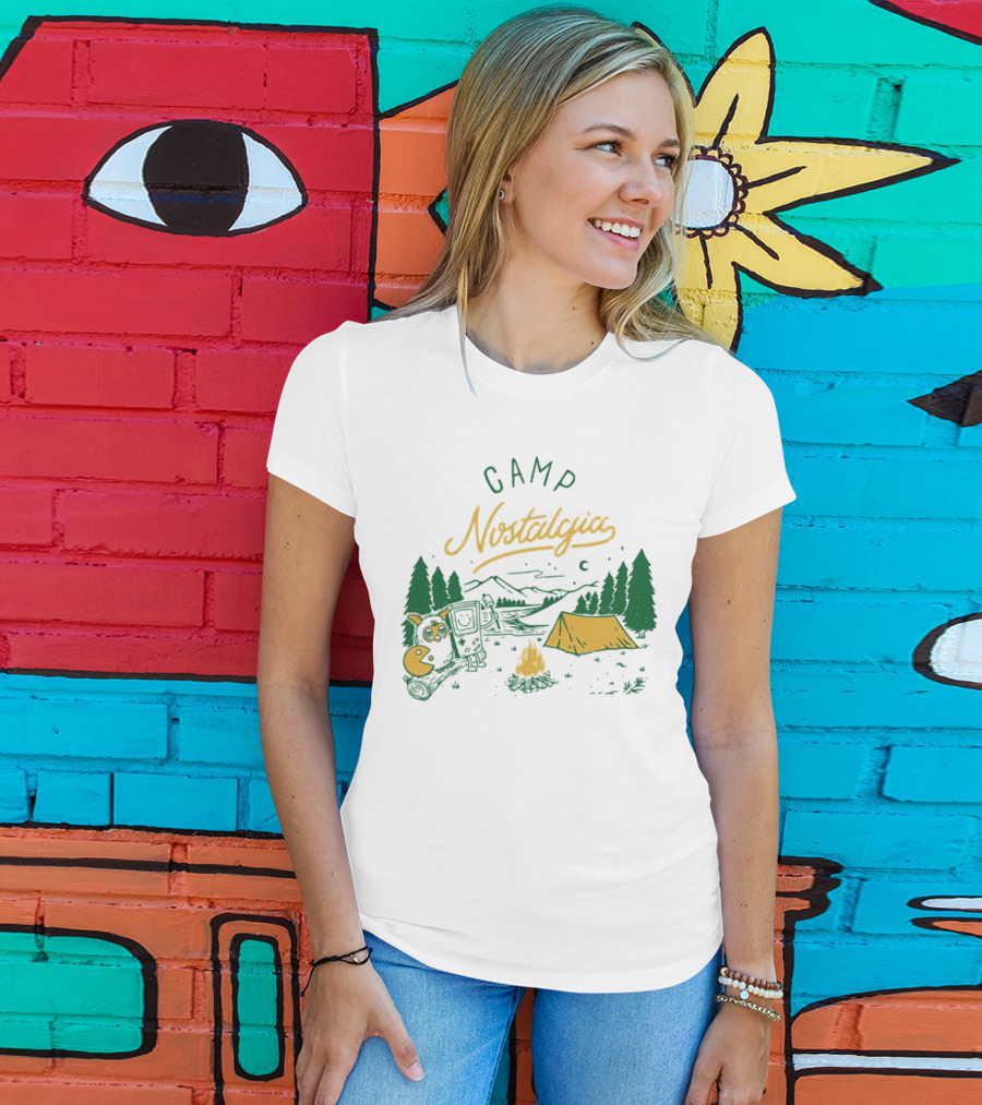 Camp Nostalgia Campfire Tent Forest Night Scene T-Shirt