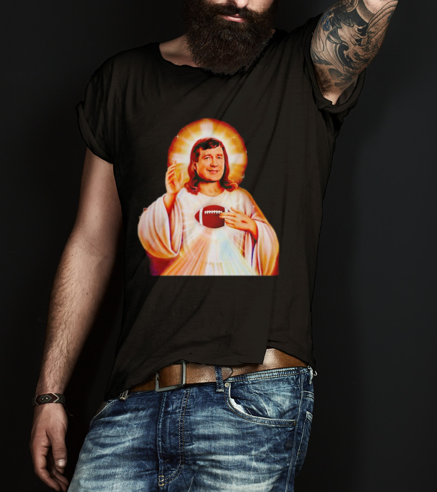 Church Of Smart Jesus With Football Halo T-Shirt
