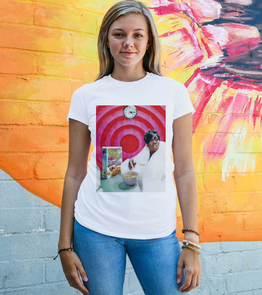 Missy Elliott Flav•O•Fleks Cereal With Red Spiral Clock Background T-Shirt