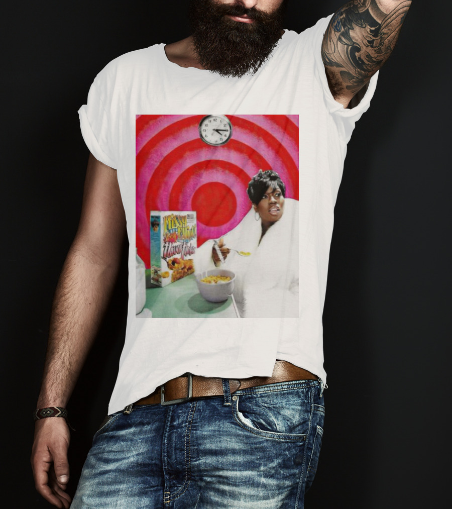 Missy Elliott Flav•O•Fleks Cereal With Red Spiral Clock Background T-Shirt
