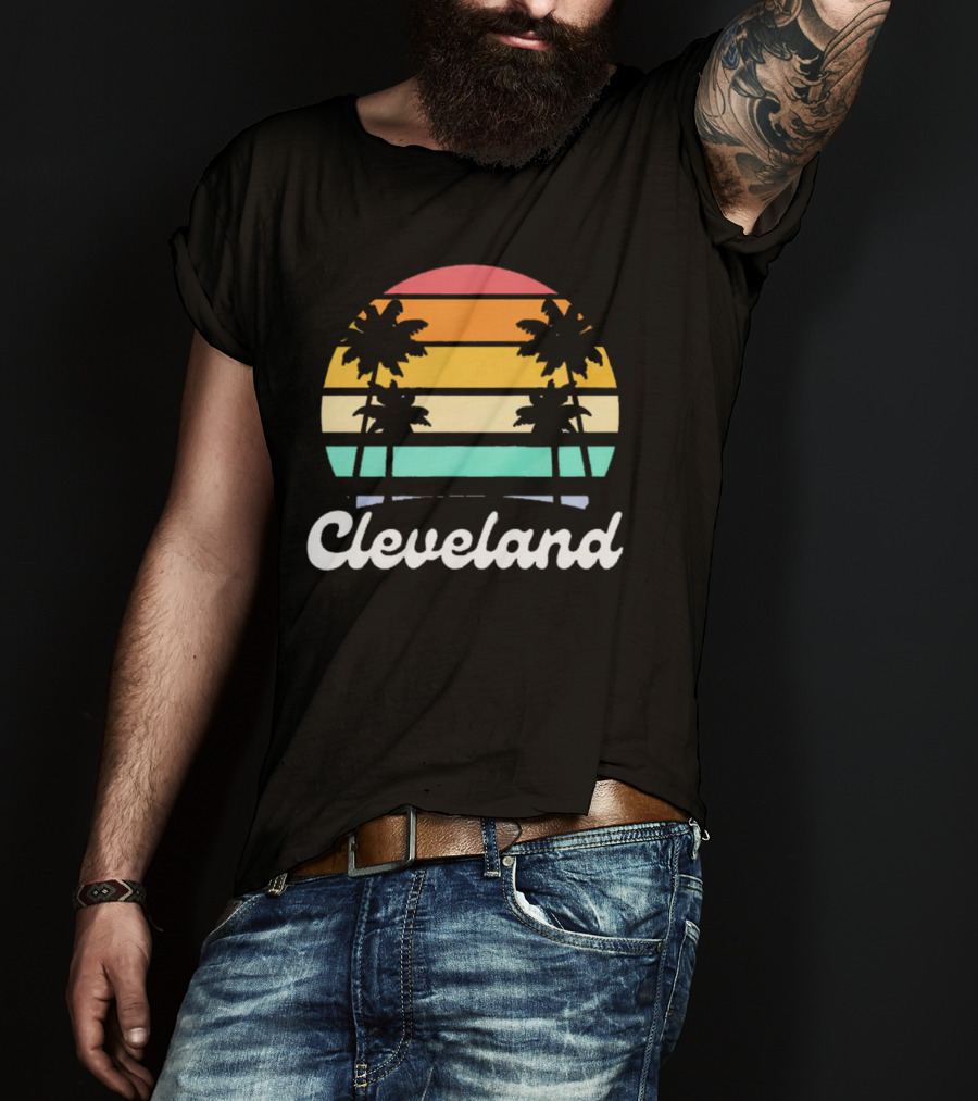 Cleveland Vintage Sunset With Palm Trees T-Shirt