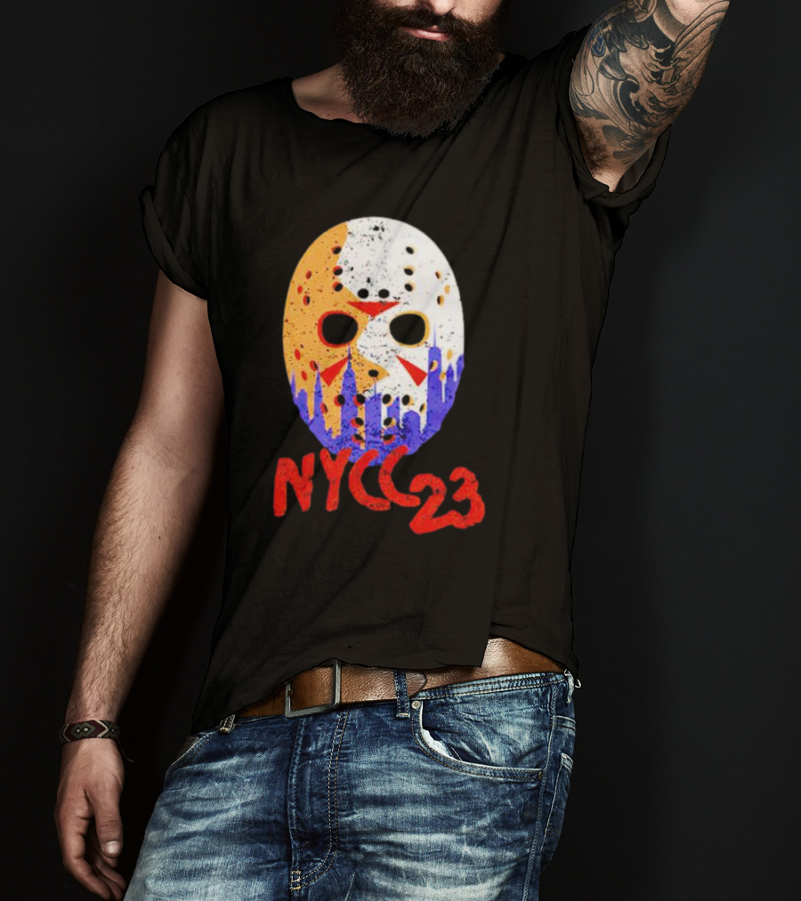 NYCC 23 Jason Voorhees Hockey Mask Skyline T-Shirt