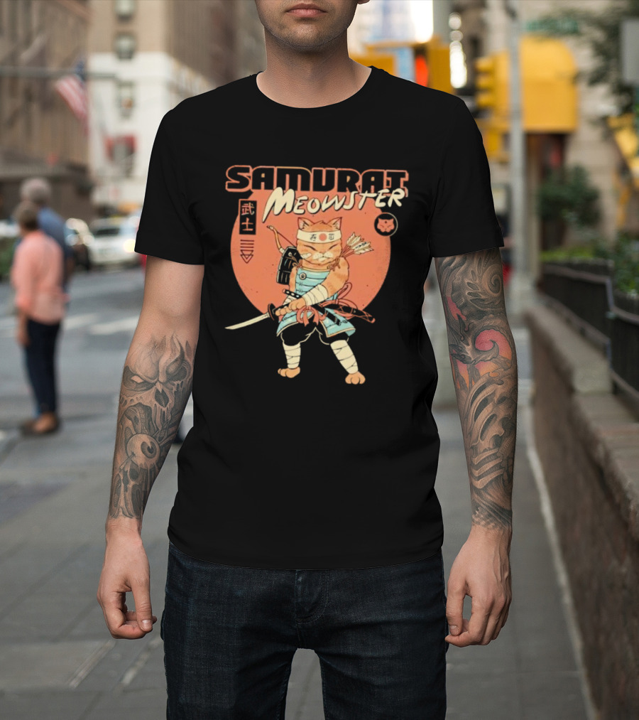 Samurai Meowster Cat With Katana And Armor T-Shirt