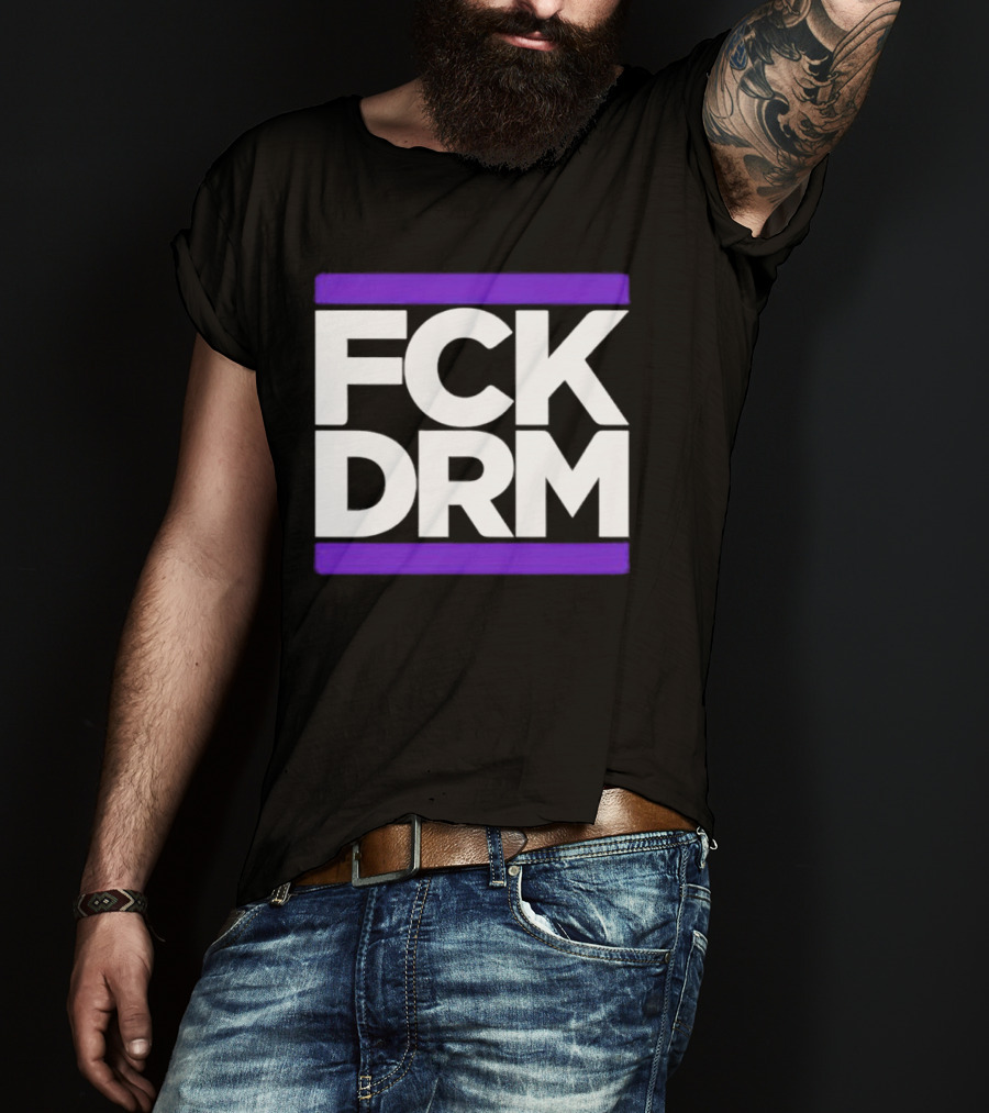 FCK DRM White Text On Purple T-Shirt