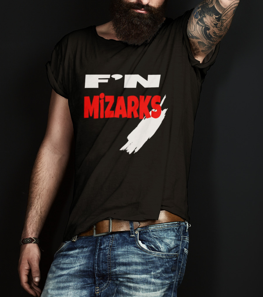 F'N Mizarks Bold Red And White Text With Brushstroke T-Shirt