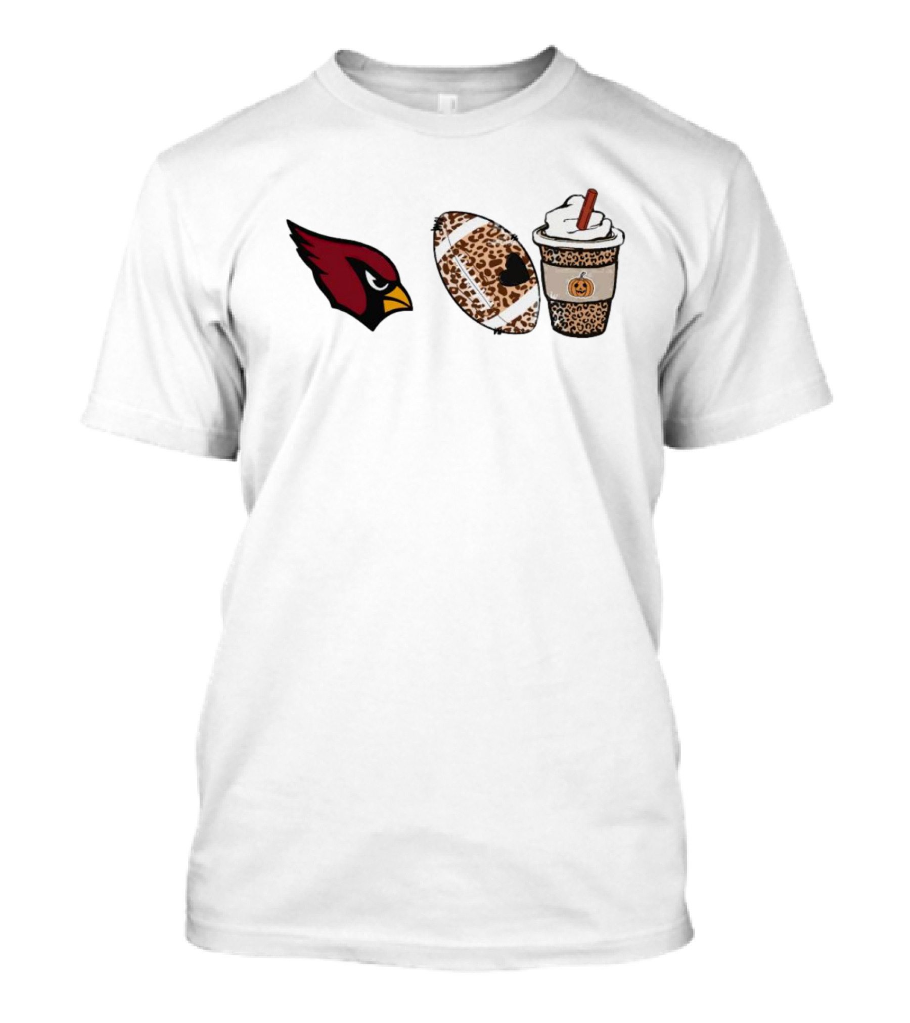 Arizona Cardinals Leopard Print Football Pumpkin Latte T-Shirt