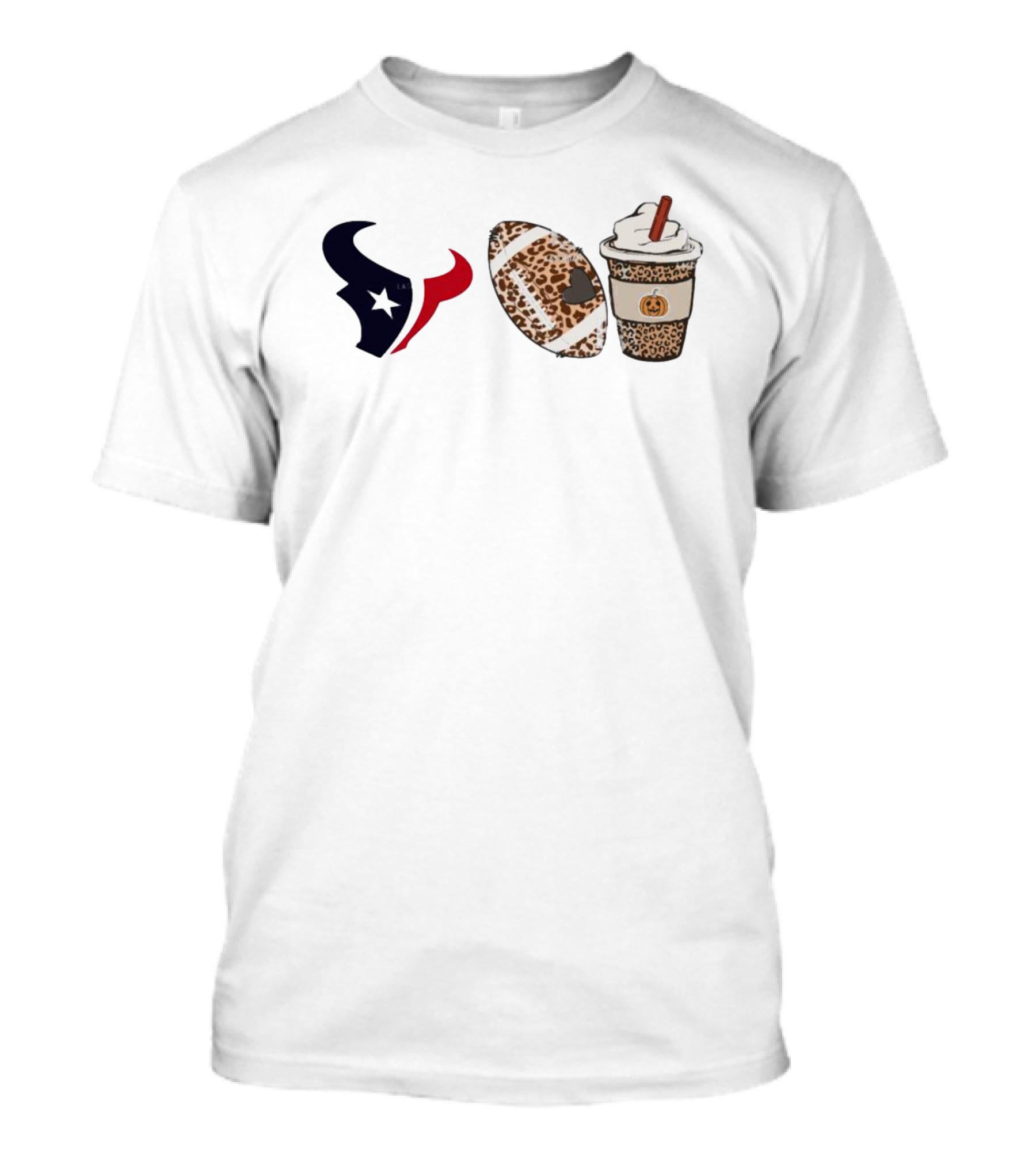 Houston Texans Leopard Football Fall Season Coffee Pumpkin T-Shirt