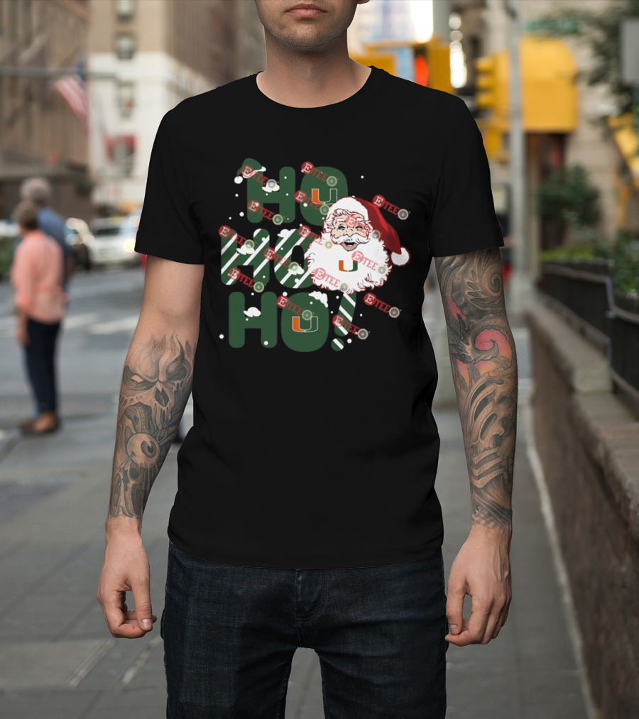Ho Ho Ho Miami Hurricanes Santa Claus Christmas T-Shirt