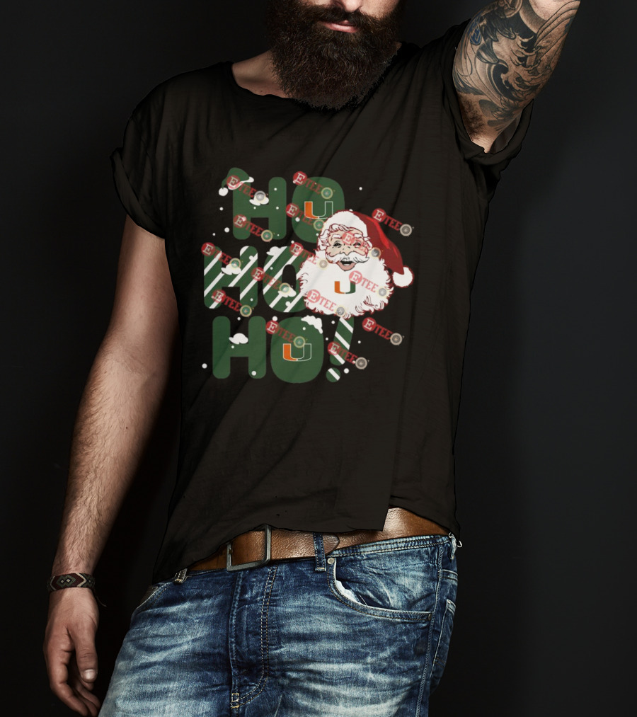 Ho Ho Ho Miami Hurricanes Santa Claus Christmas T-Shirt