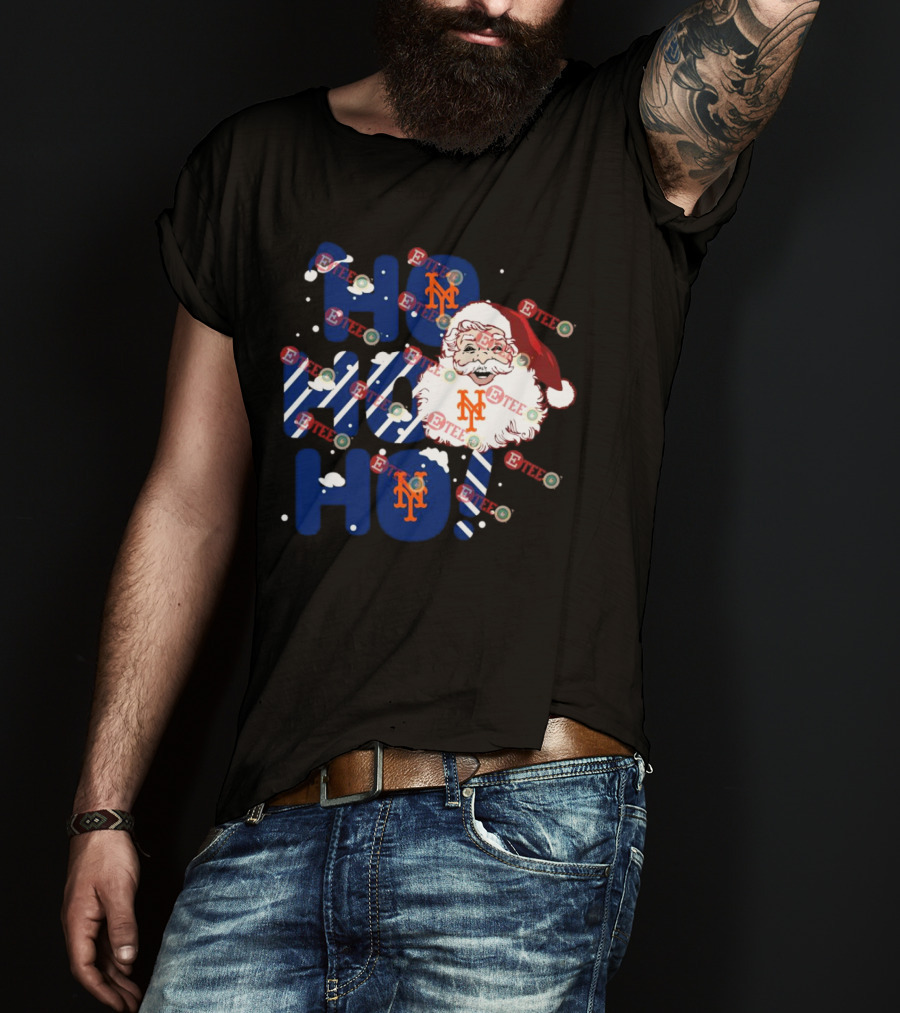New York Mets Santa Claus Ho Ho Ho Christmas Festive T-Shirt