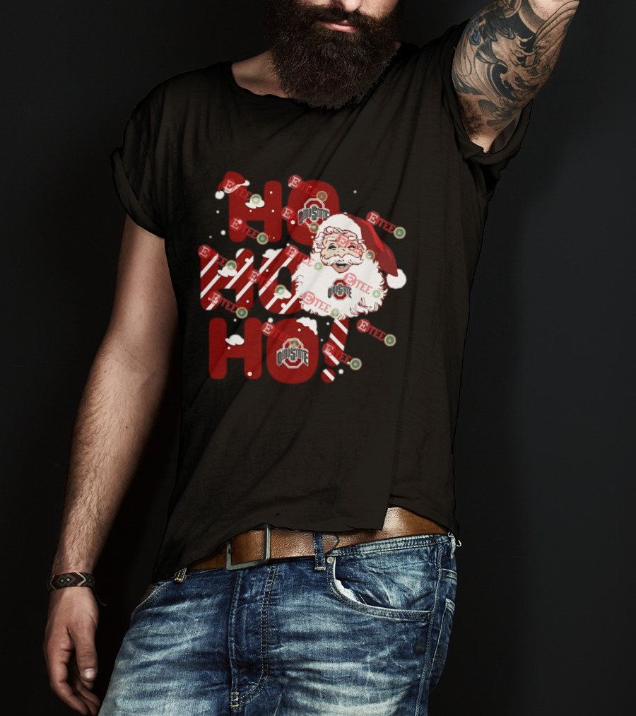 Ohio State Buckeyes Santa Claus Ho Ho Ho Christmas Holiday Spirit T-Shirt