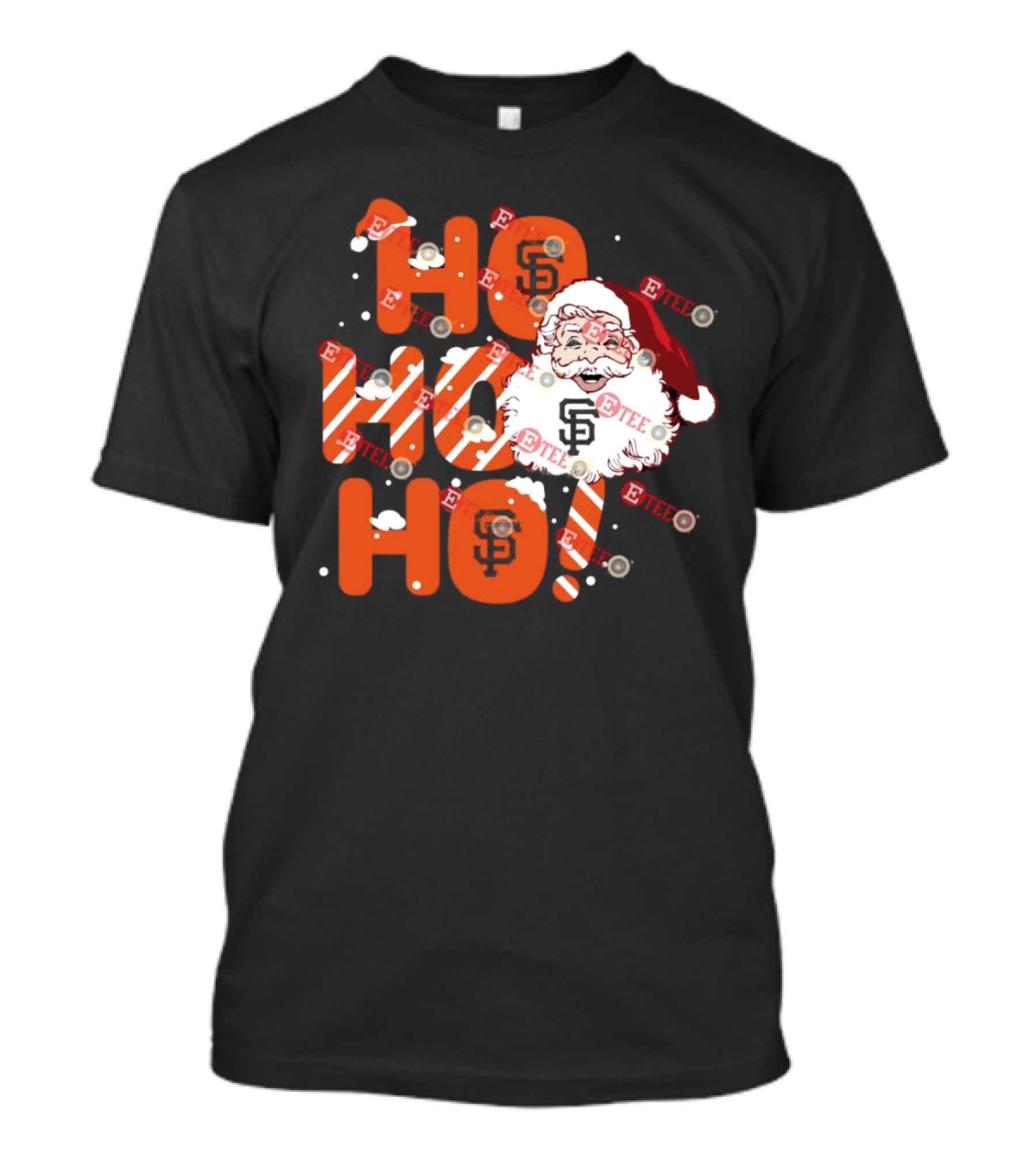 San Francisco Giants Santa Claus Ho Ho Ho Christmas Snowflakes Santa Hat T-Shirt
