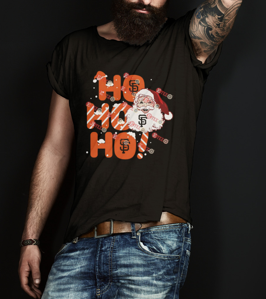 San Francisco Giants Santa Claus Ho Ho Ho Christmas Snowflakes Santa Hat T-Shirt