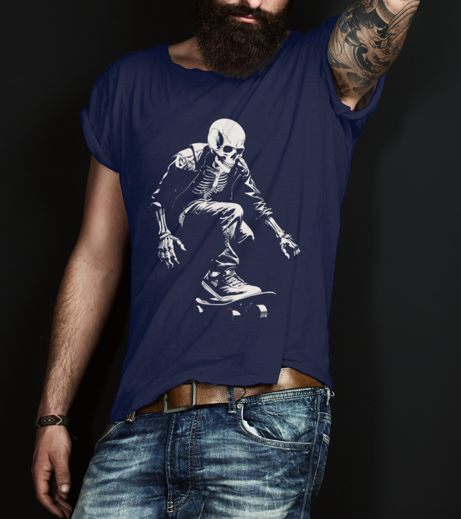 Skeleton Skateboarder Cool Iconic Street Style Skater Pose T-Shirt