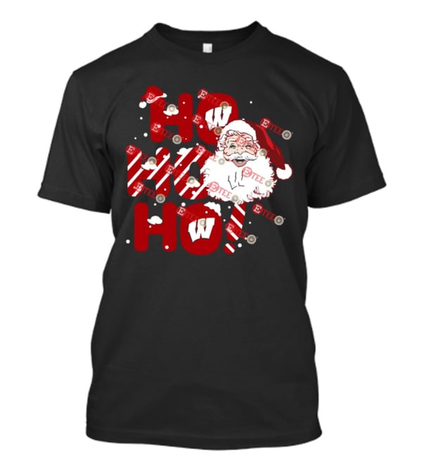 Wisconsin Badgers Santa Claus Ho Ho Ho Christmas Holiday Cheer T-Shirt