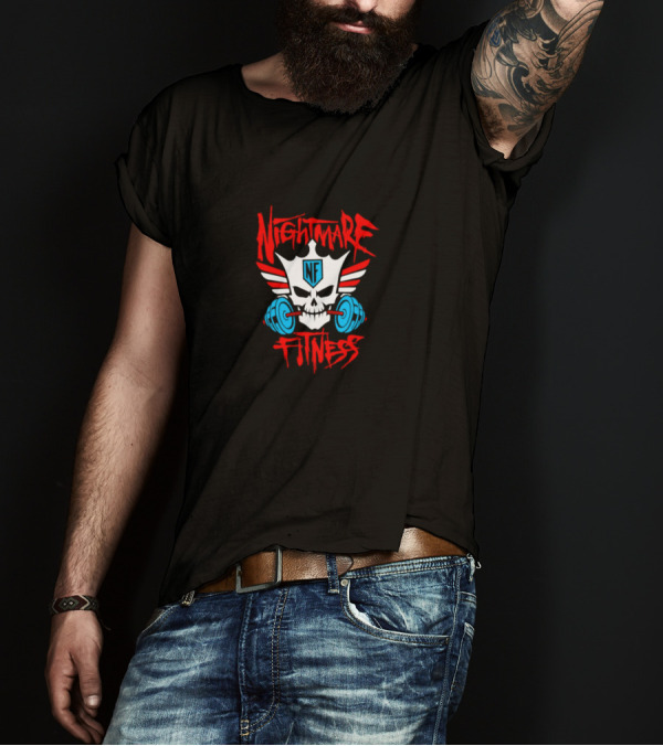 Nightmare Fitness NF Skull Wings Barbell Emblem T-Shirt