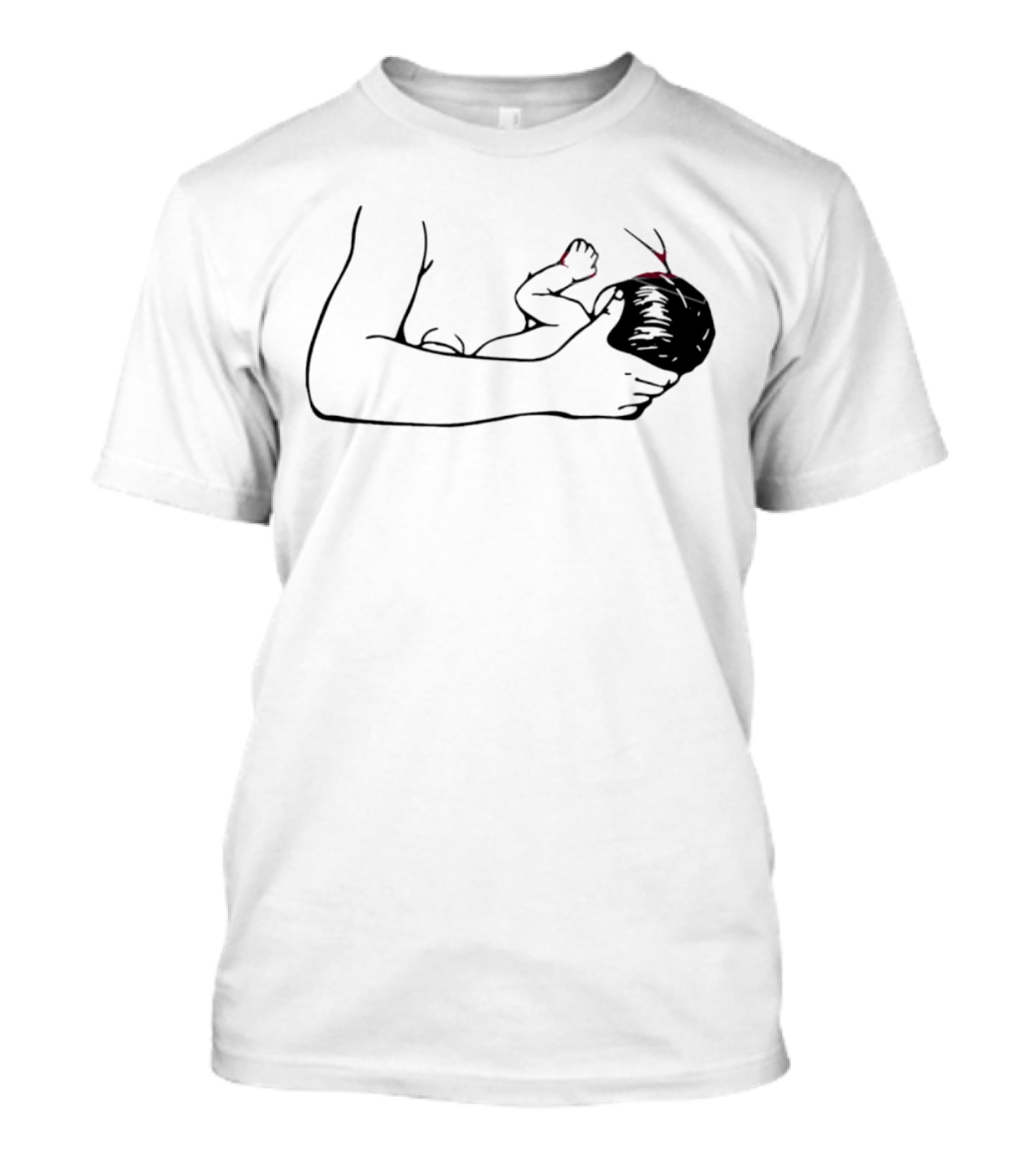 Breastfeeding Mother And Child Silhouette With Red Accents T-Shirt