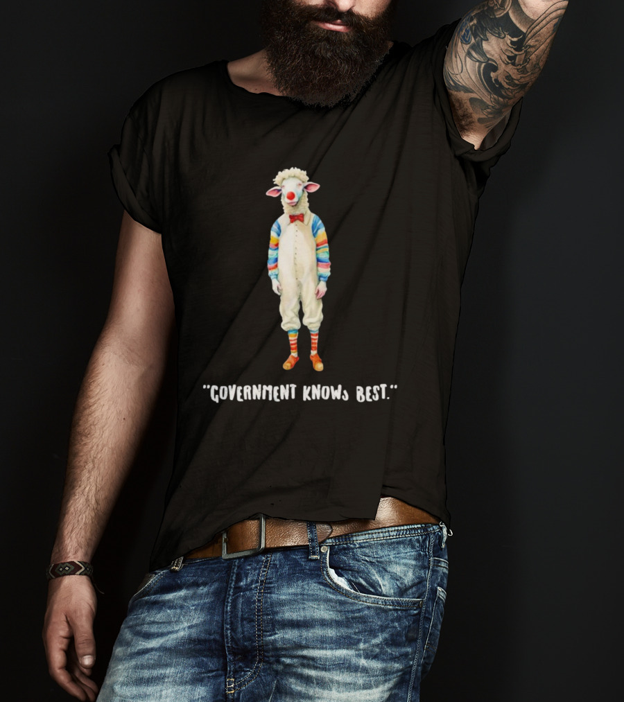 Government Knows Best Sheep In Colorful Striped T-Shirt