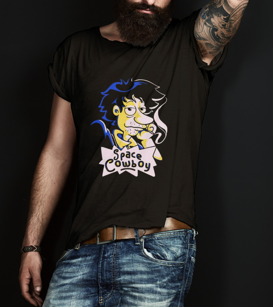 Space Cowboy Smoking Cartoon Character T-Shirt