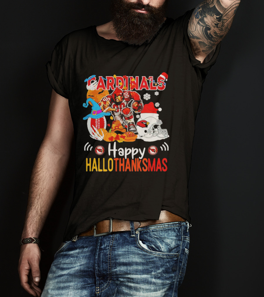 Cardinals Mascot 88 Happy Hallothanksmas Arizona T-Shirt