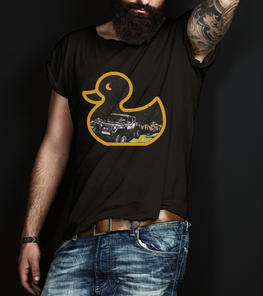 Galaxy Duck Off-Road Adventure Under Starry Night T-Shirt