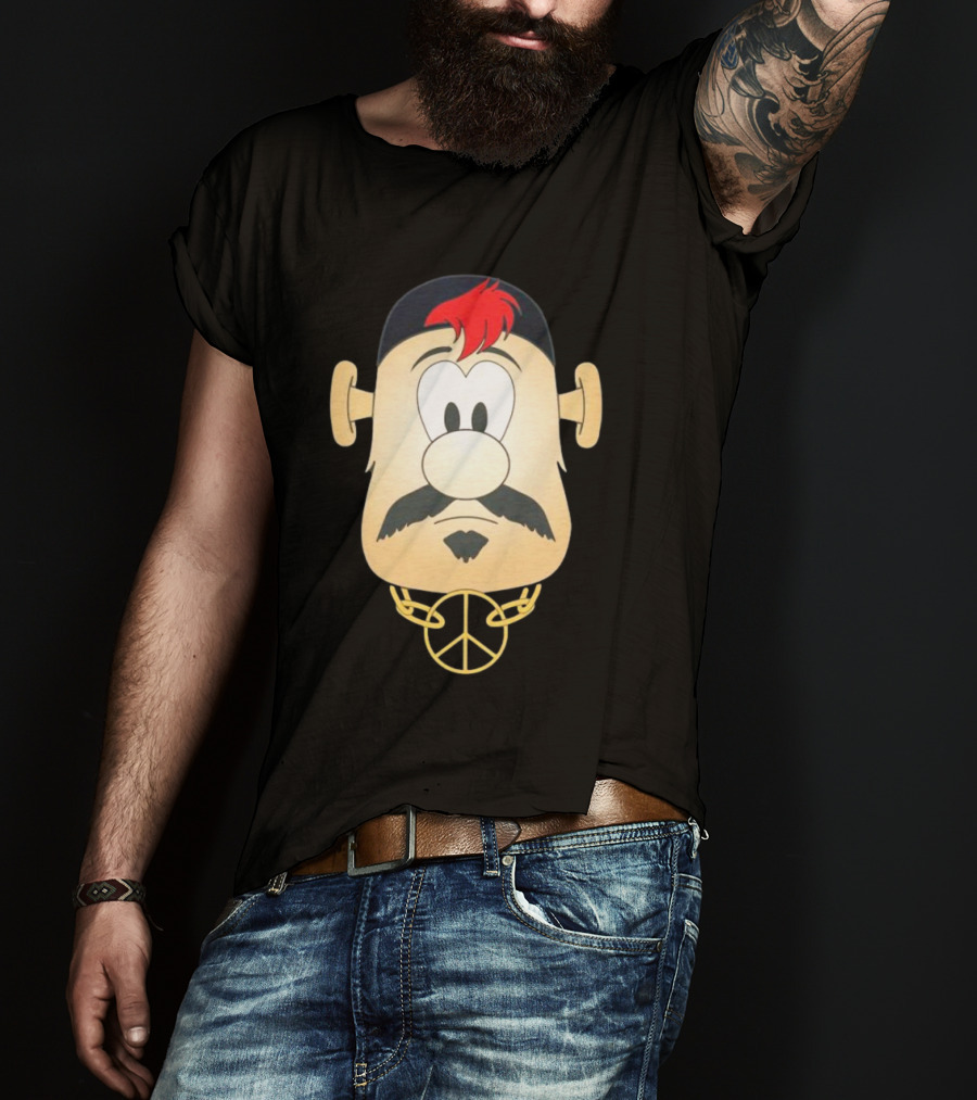 Blooper Strider Cartoon Face With Peace Necklace T-Shirt