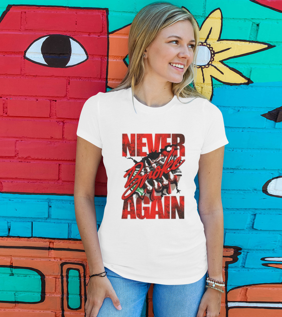 Never Broke Again Red Dripping With Money Seafoam Highlights T-Shirt