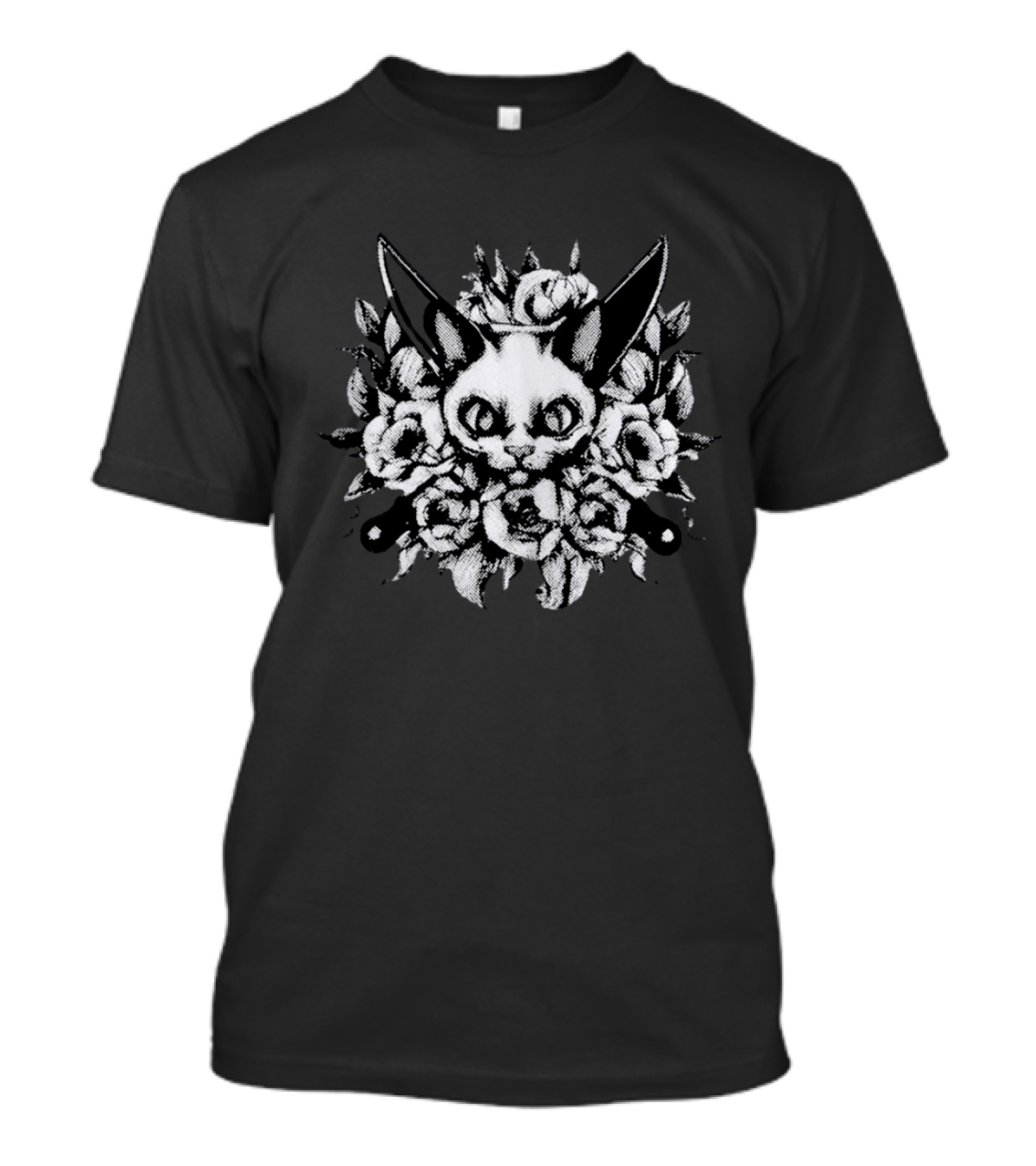 Cat Surrounded By Knives And Flowers T-Shirt