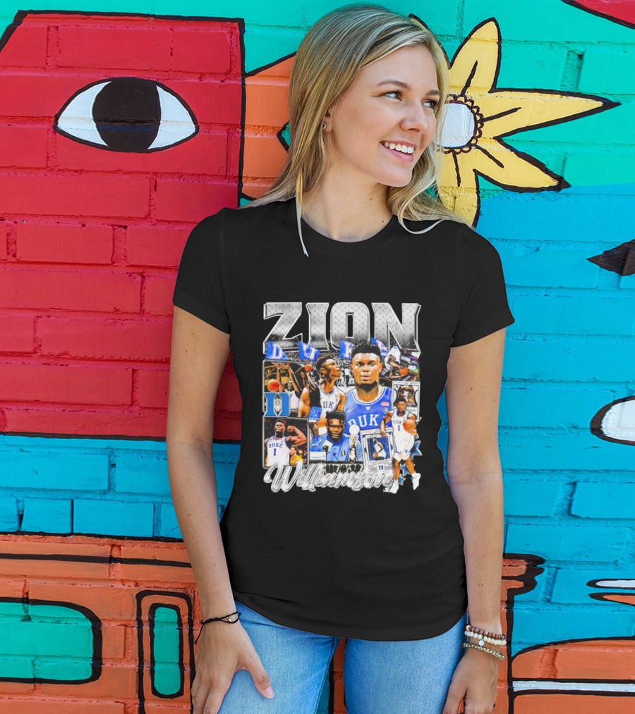 Zion Williamson Duke Blue Devils Collage Basketball Highlights T-Shirt