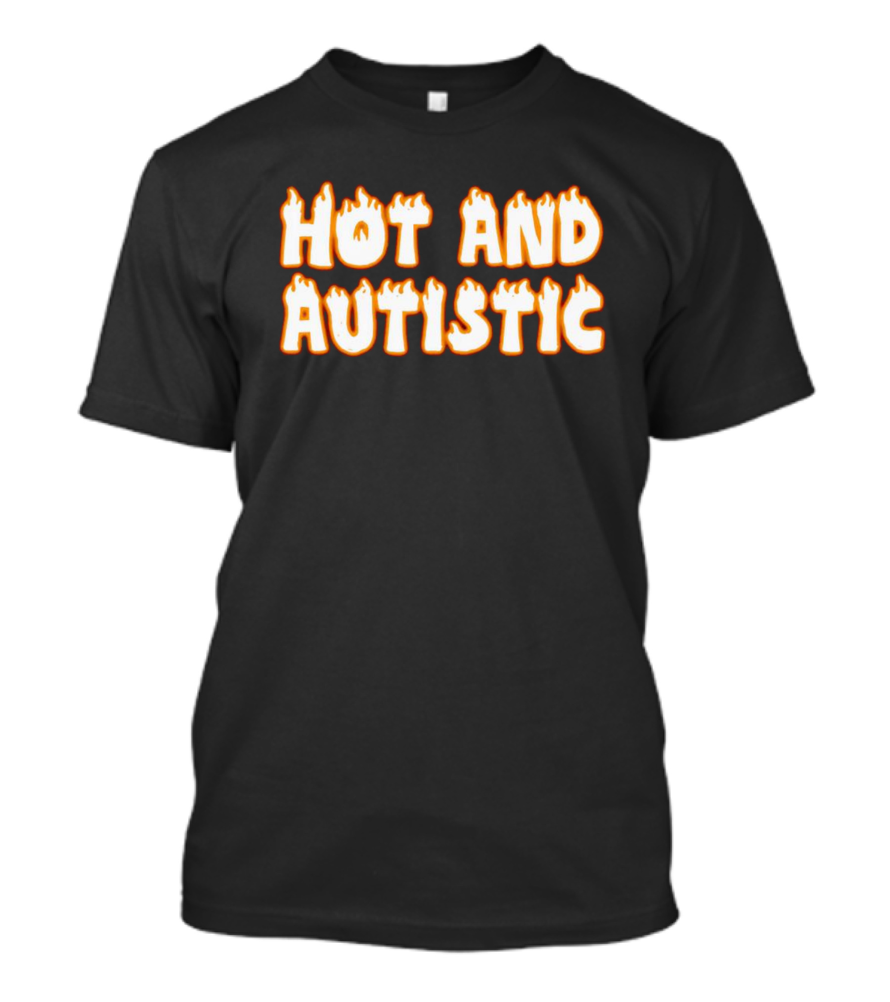 Hot And Autistic Flame Text T-Shirt
