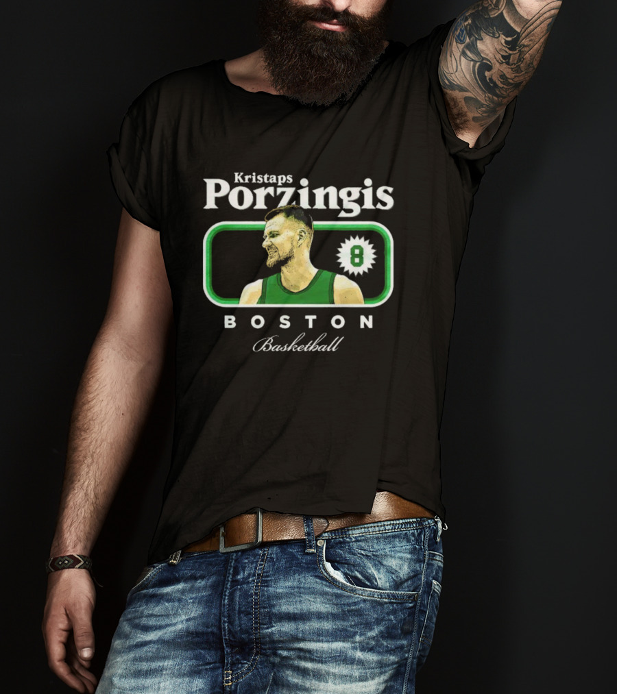 Kristaps Porzingis Boston Basketball Number 8 Cover T-Shirt