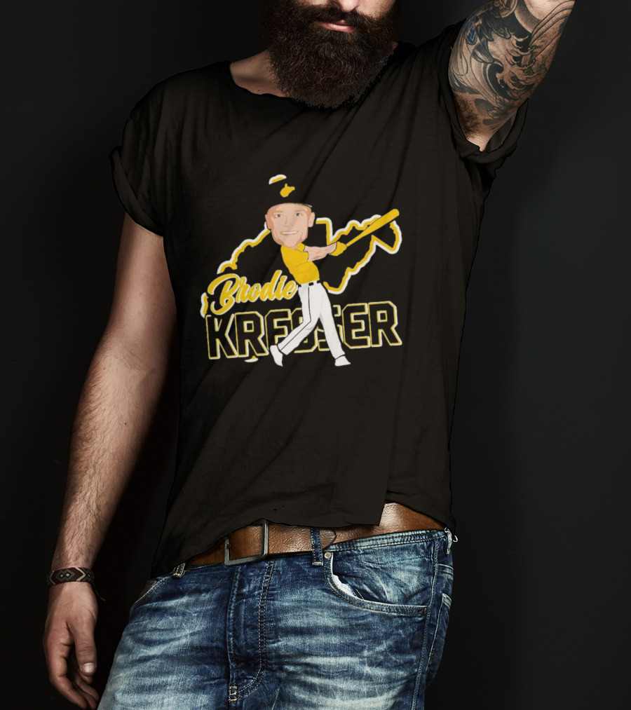 Brodie Kresser Caricature Signature Baseball Player With Bat And Outline T-Shirt