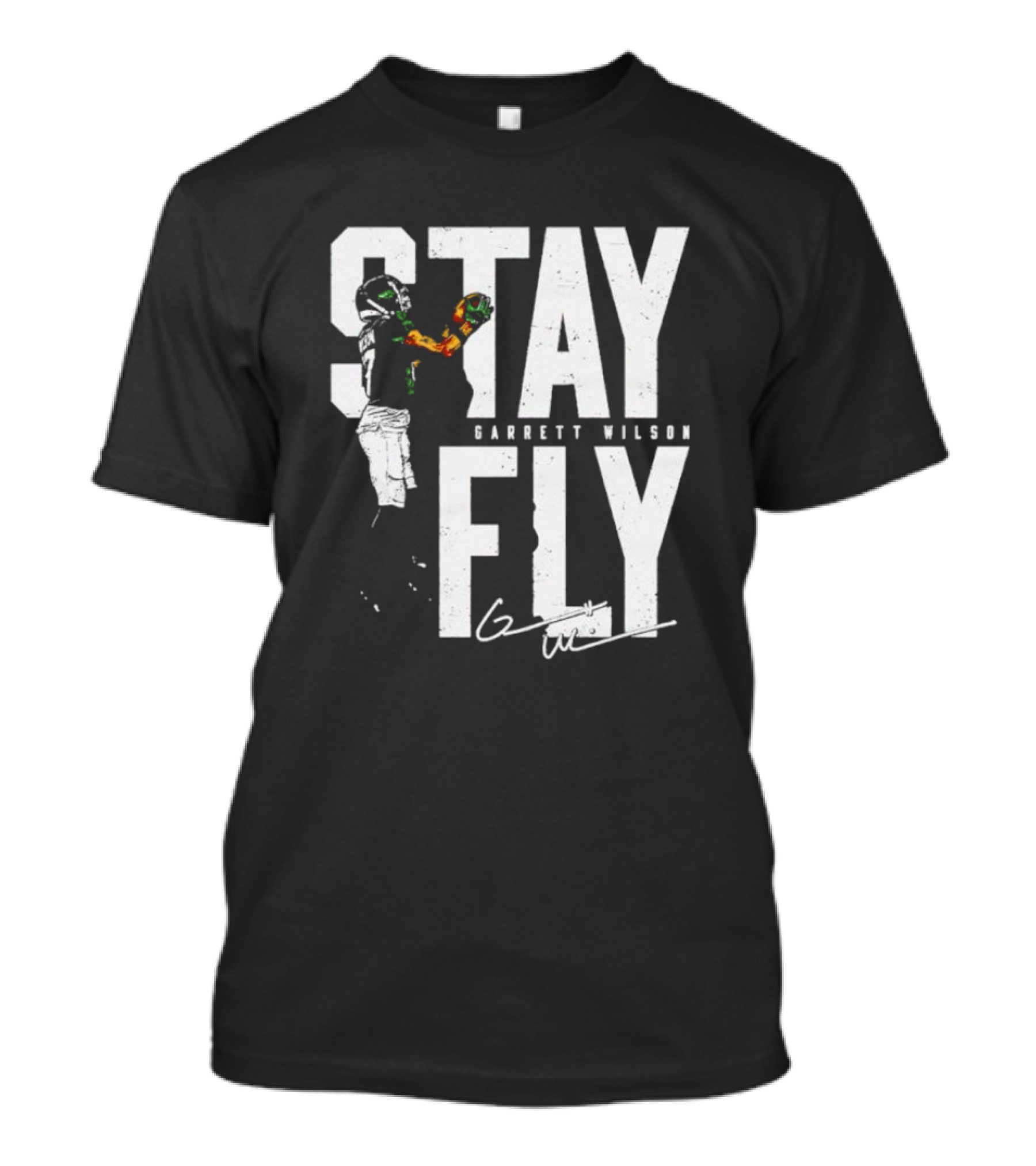 Garrett Wilson Stay Fly New York Jets Signature Catch T-Shirt