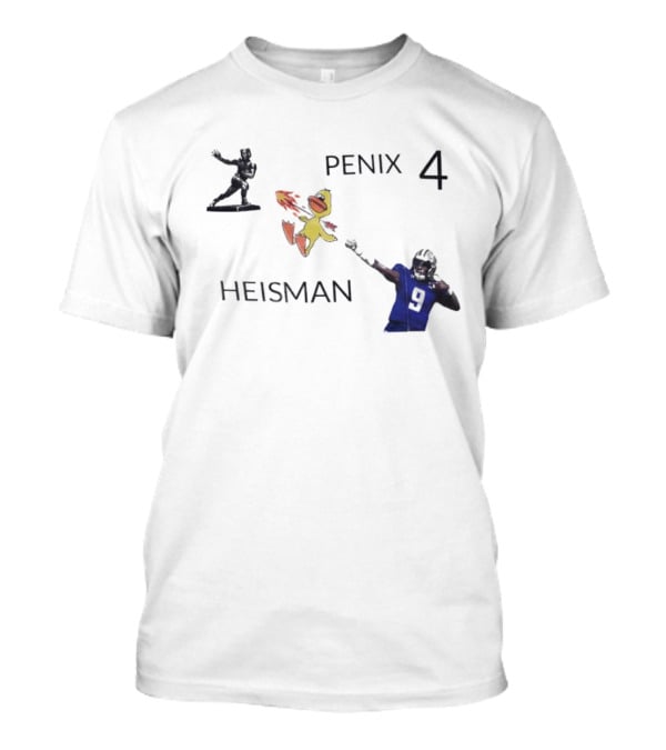 Penix 4 Heisman Football Player Number 9 With Trophy And Mascot Image T-Shirt
