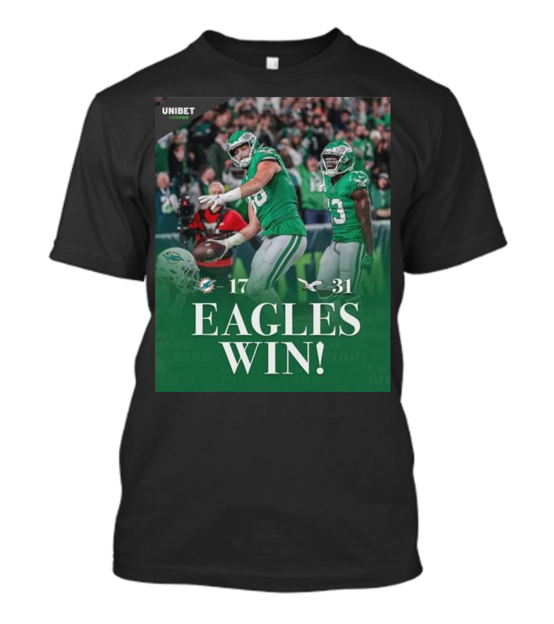 Eagles Win Over Dolphins 31-17 NFL Game Unibet Sports Highlight T-Shirt