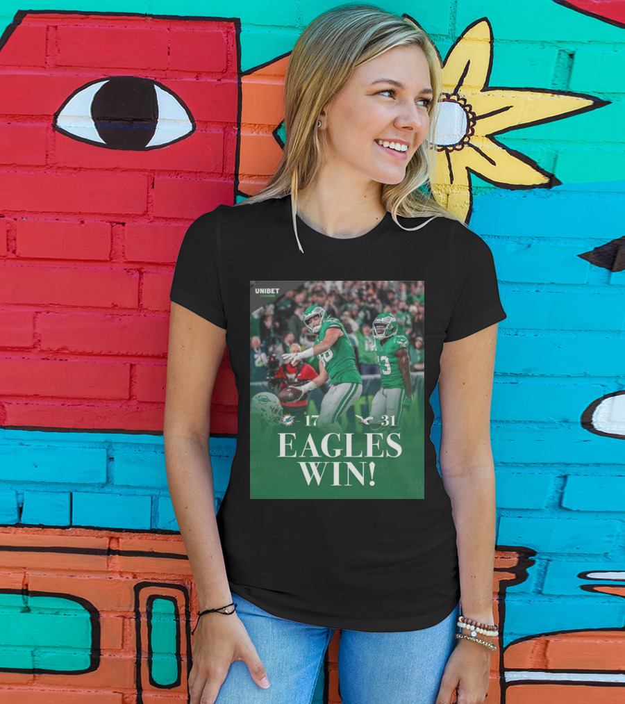 Eagles Win Over Dolphins 31-17 NFL Game Unibet Sports Highlight T-Shirt