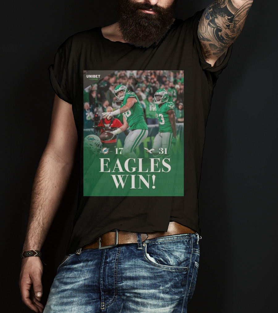 Eagles Win Over Dolphins 31-17 NFL Game Unibet Sports Highlight T-Shirt