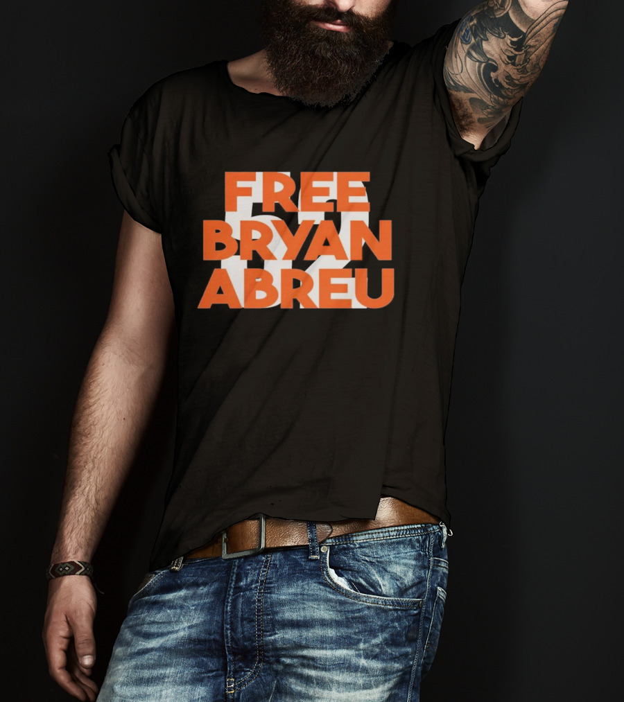 Free Bryan Abreu 52 Bold Orange Text T-Shirt