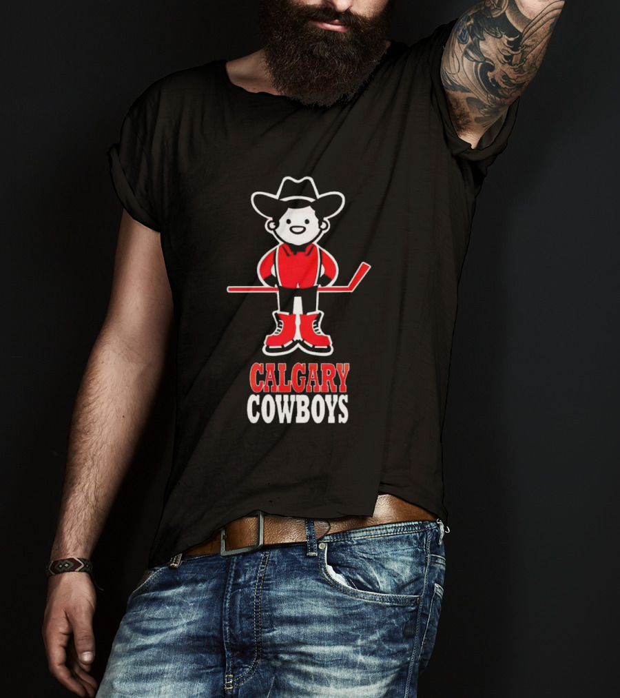 Calgary Cowboys Hockey Player In Cowboy Hat And Boots T-Shirt