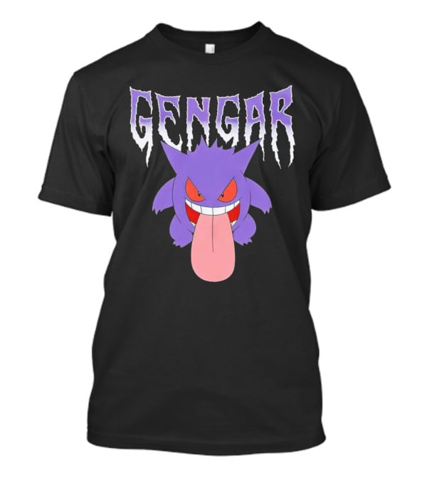 Pokemon Gengar Metal Typography Purple Monster T-Shirt